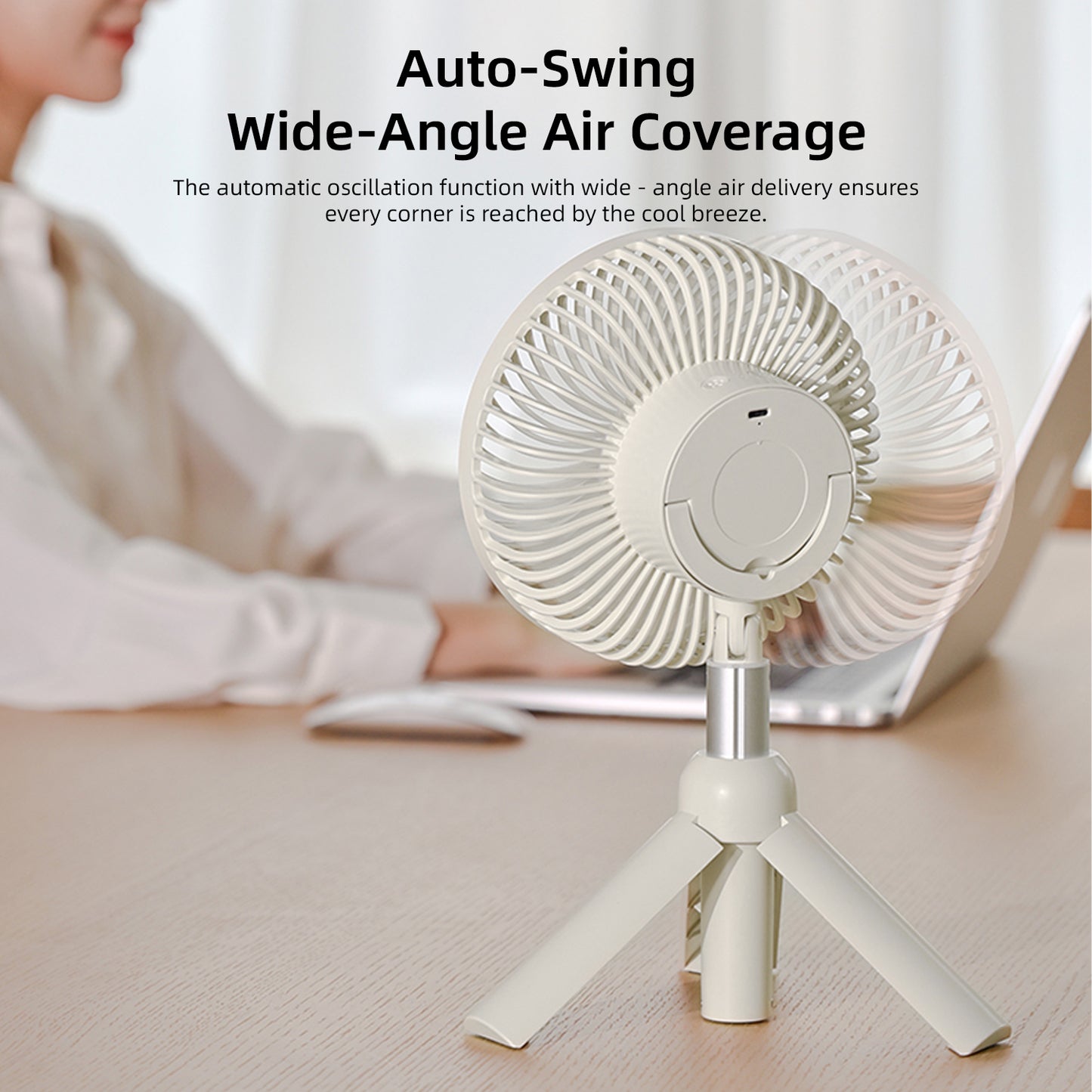 Vyvylabs D09 Multi-functional Camping Tripod Fan with LED & Hooks